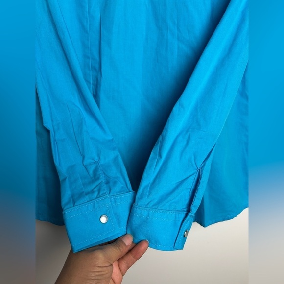 Roper Western Shirt M Ranch Snap Button Down Blue Long Sleeve Cowgirl embroidery - Picture 5 of 10